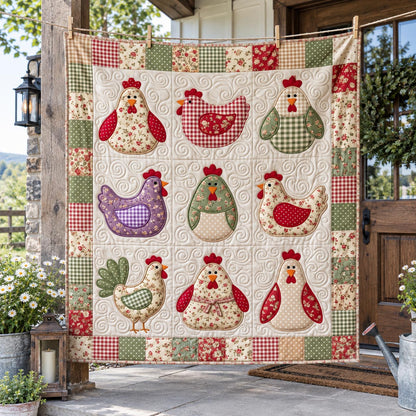 Patchwork Hen Grid Quilted Blanket GFTOTP21626