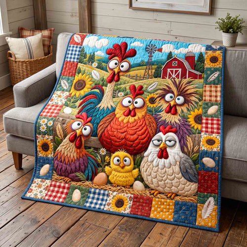 Crazy Chicken Flock Quilted Blanket GFTOTP21627