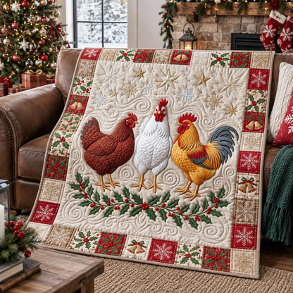 Christmas Rooster Trio Quilted Blanket GFTOTP21628