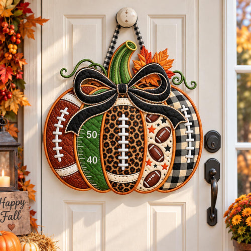 Game Day Pumpkin Custom Shape Quilted Door Hanger GFTOTP21630