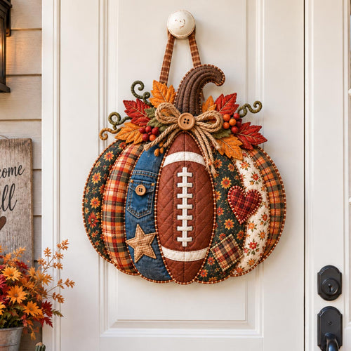 Game Day Pumpkin Custom Shape Quilted Door Hanger GFTOTP21633