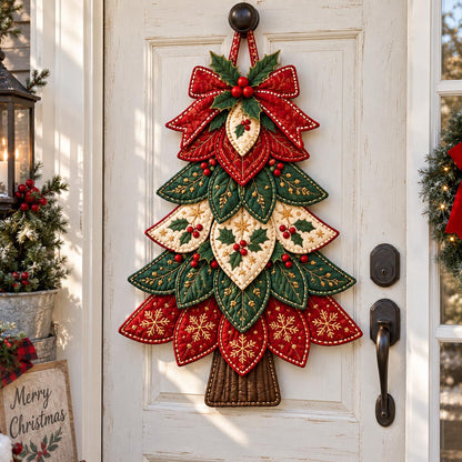 Patchwork Holiday Tree Custom Shape Quilted Door Hanger GFTOTP21639