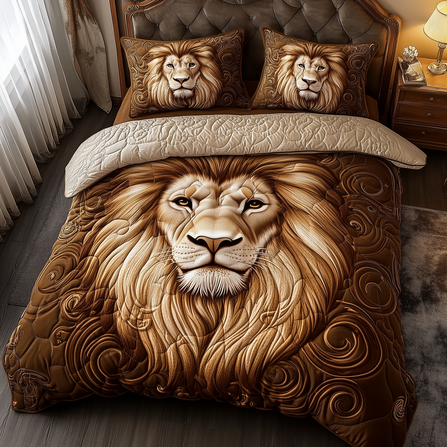 Majestic Lion 3-Piece Quilted Bedding Set GFTOTP2163