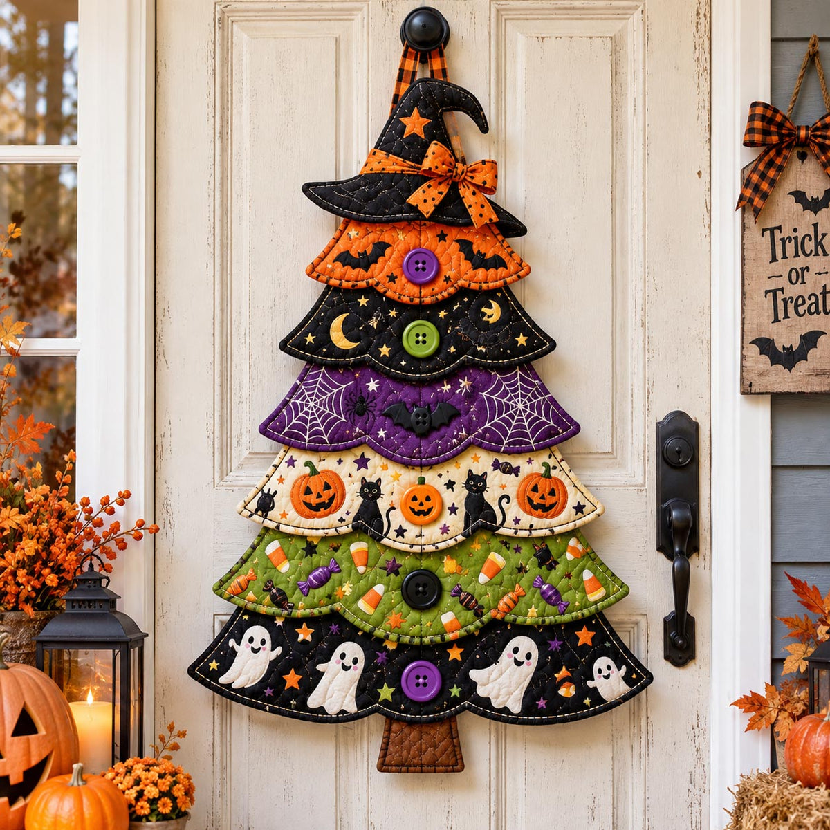 Spooky Halloween Tree Custom Shape Quilted Door Hanger GFTOTP21640