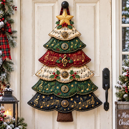 Musical Christmas Tree Custom Shape Quilted Door Hanger GFTOTP21641