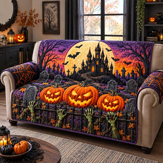 Spooky Castle Graveyard Quilted Sofa Cover GFTOTP21660