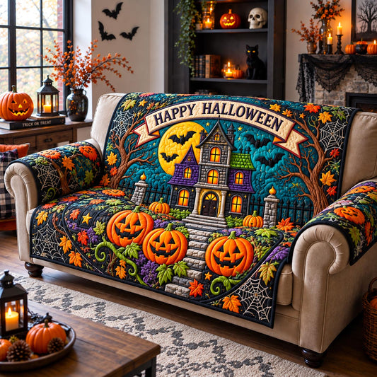 Happy Halloween Manor Quilted Sofa Cover GFTOTP21663