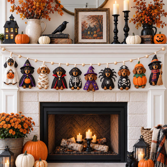 Halloween Dachshunds Custom Shape Quilted Garland GFTOTP21671