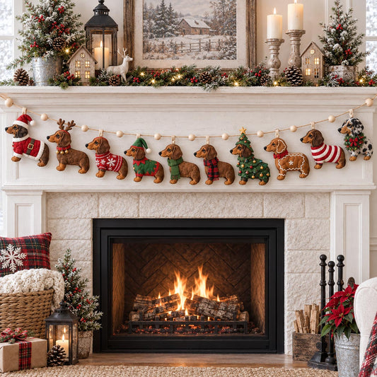 Christmas Dachshunds Custom Shape Quilted Garland GFTOTP21673