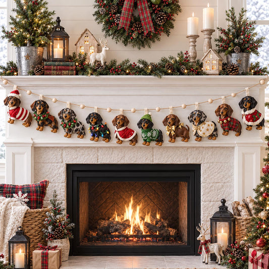 Christmas Dachshunds Custom Shape Quilted Garland GFTOTP21674