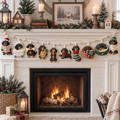 Cozy Dachshund Moments Custom Shape Quilted Garland GFTOTP21675