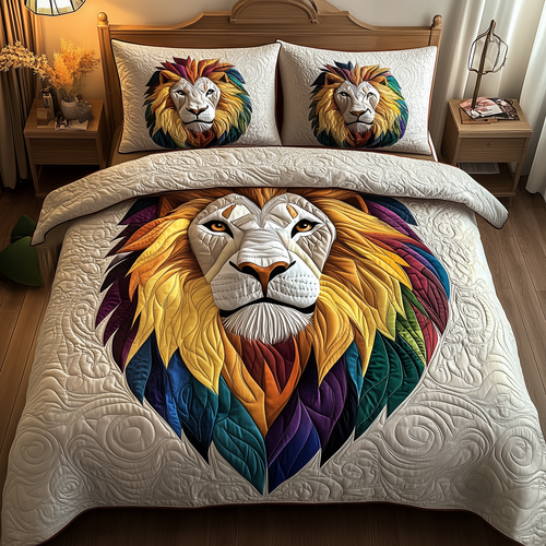 Vibrant Majestic Lion 3-Piece Quilted Bedding Set GFTOTP2167