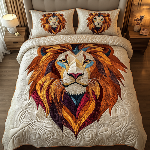 Vibrant Majestic Lion 3-Piece Quilted Bedding Set GFTOTP2168