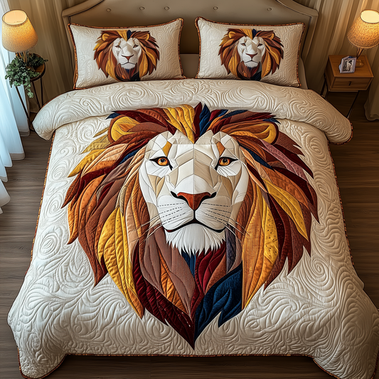 Vibrant Majestic Lion 3-Piece Quilted Bedding Set GFTOTP2169