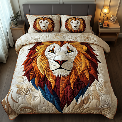 Vibrant Majestic Lion 3-Piece Quilted Bedding Set GFTOTP2170