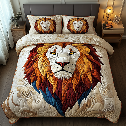Vibrant Majestic Lion 3-Piece Quilted Bedding Set GFTOTP2170