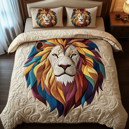 Vibrant Majestic Lion 3-Piece Quilted Bedding Set GFTOTP2171