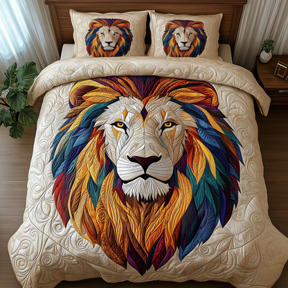 Vibrant Majestic Lion 3-Piece Quilted Bedding Set GFTOTP2172