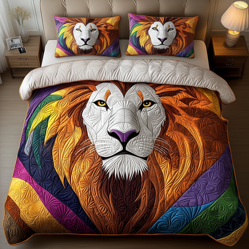 Vibrant Majestic Lion 3-Piece Quilted Bedding Set GFTOTP2173