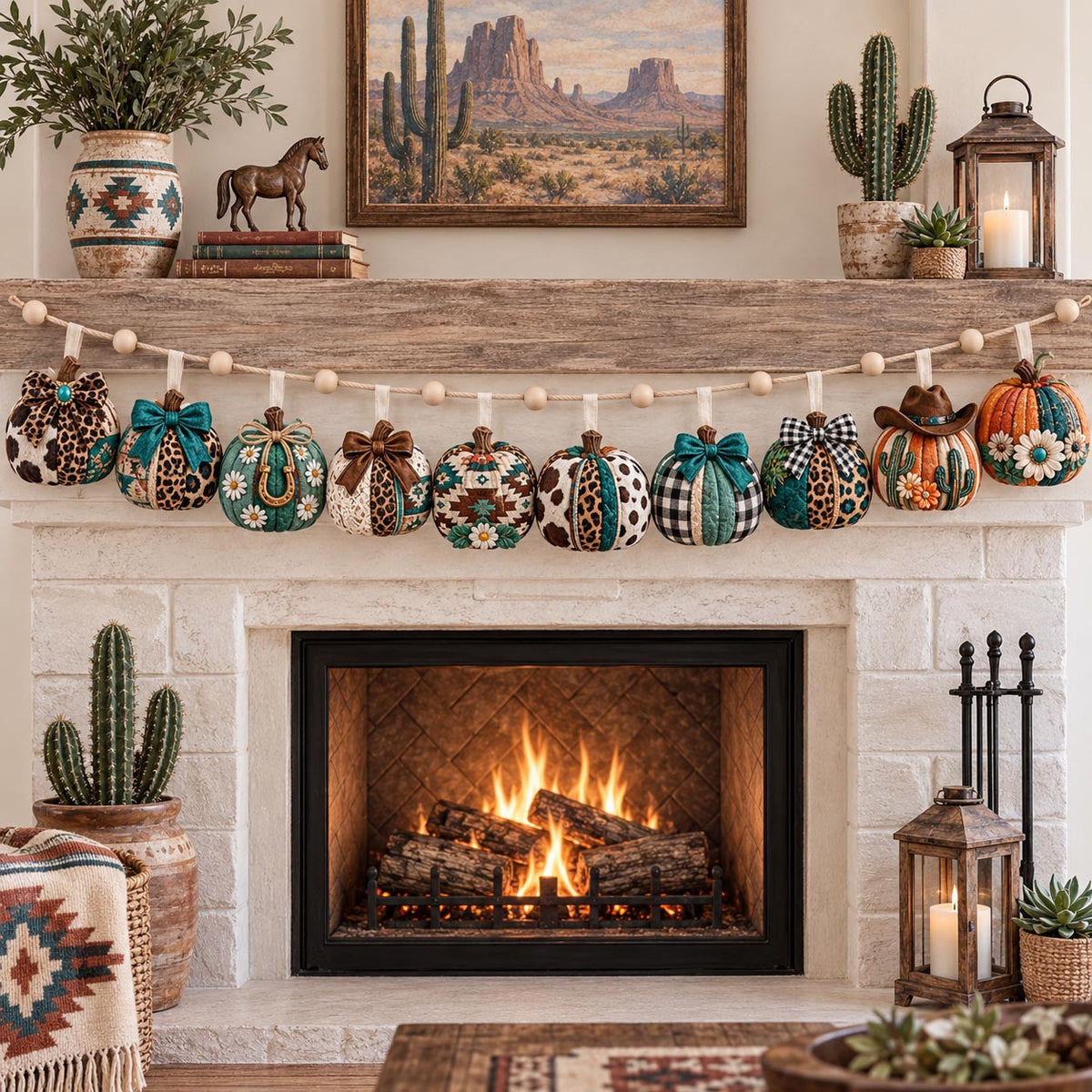 Western Pumpkin Custom Shape Quilted Garland GFTOTP21762