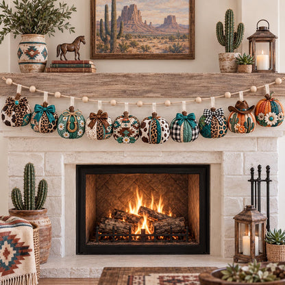 Western Pumpkin Custom Shape Quilted Garland GFTOTP21762