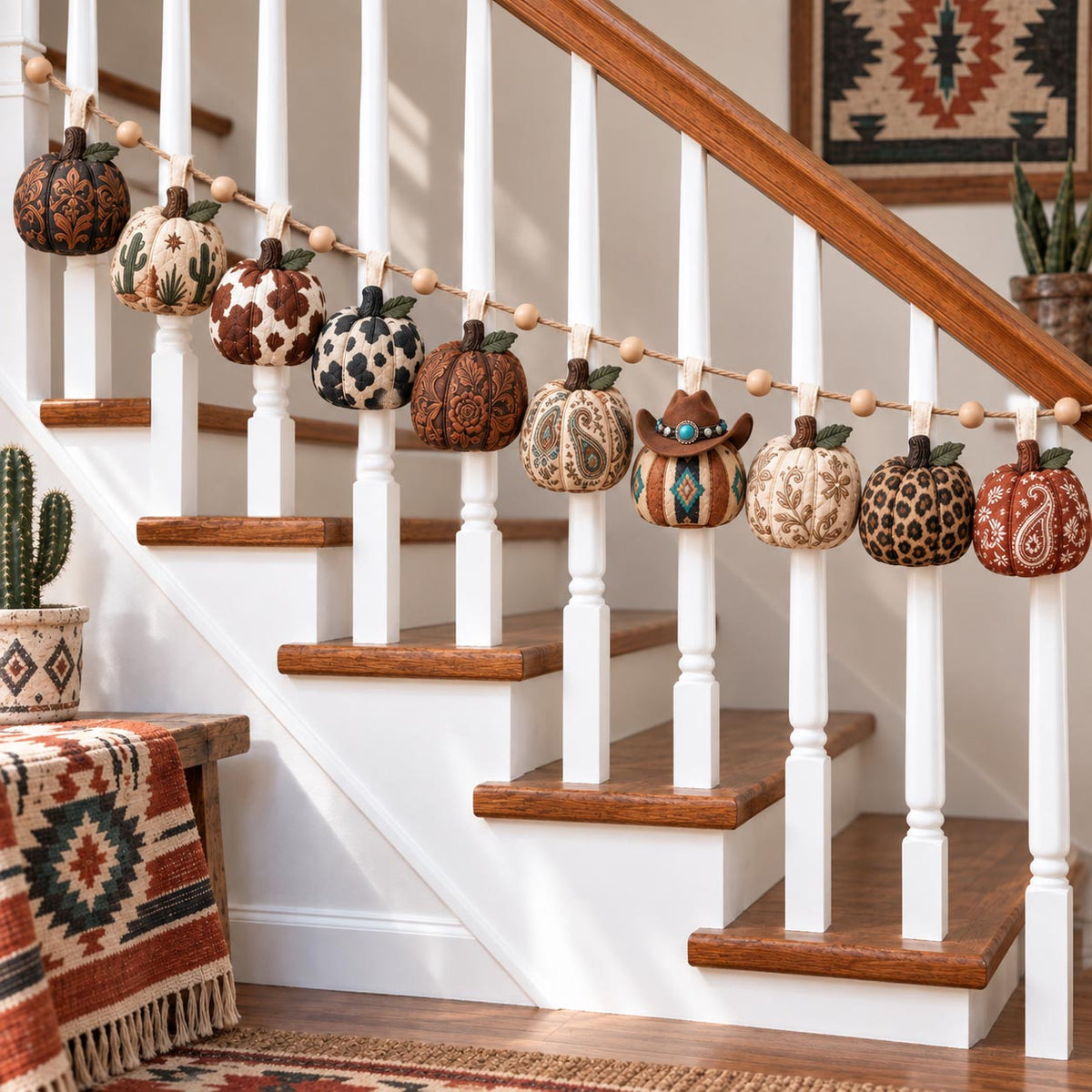 Western Pumpkin Custom Shape Quilted Garland GFTOTP21763