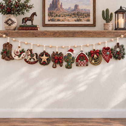 Western Christmas Custom Shape Quilted Garland GFTOTP21764