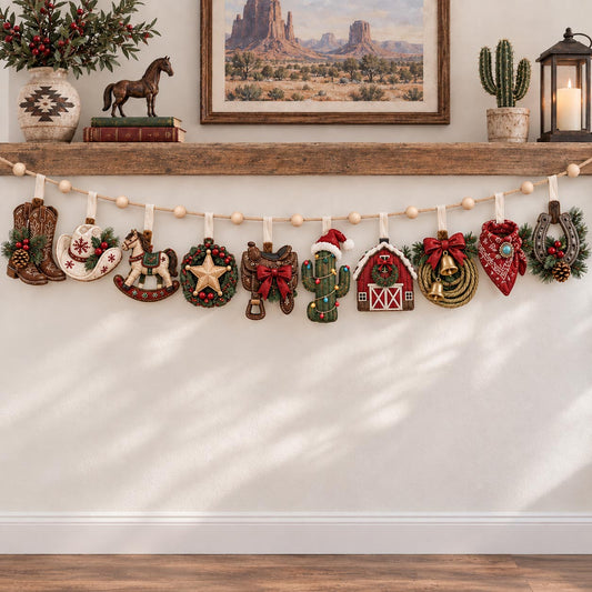 Western Christmas Custom Shape Quilted Garland GFTOTP21764