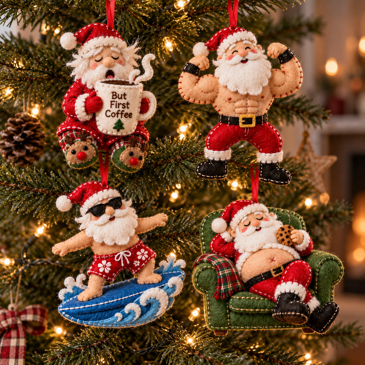 Funny Santa Felt Ornament Gift Set GFTOTP21842