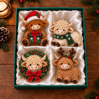 Christmas Highland Cow Felt Ornament Gift Set GFTOTP21851