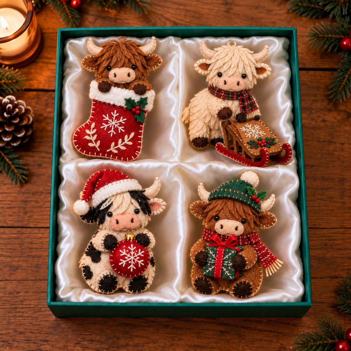 Christmas Highland Cow Felt Ornament Gift Set GFTOTP21852