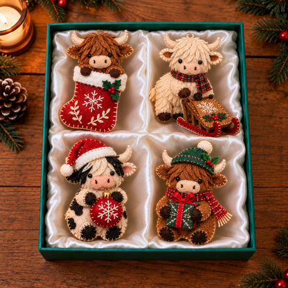 Christmas Highland Cow Felt Ornament Gift Set GFTOTP21852