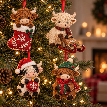 Christmas Highland Cow Felt Ornament Gift Set GFTOTP21852