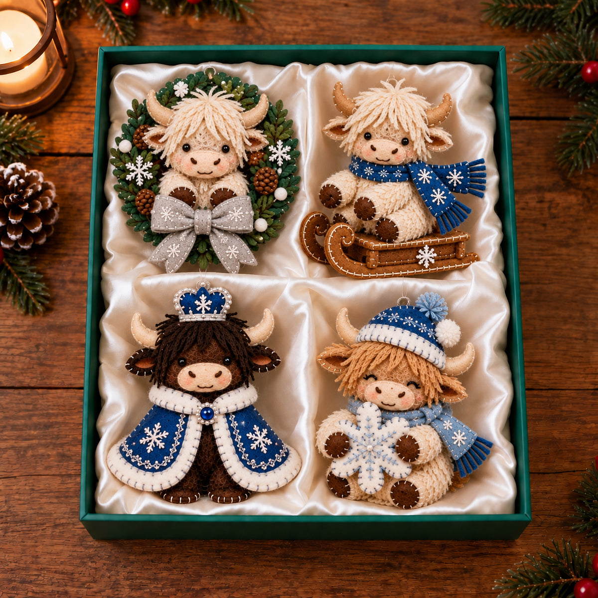Christmas Highland Cow Felt Ornament Gift Set GFTOTP21853