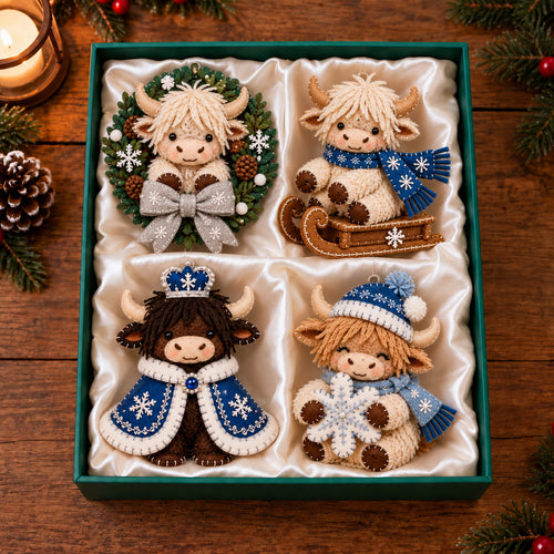 Christmas Highland Cow Felt Ornament Gift Set GFTOTP21853