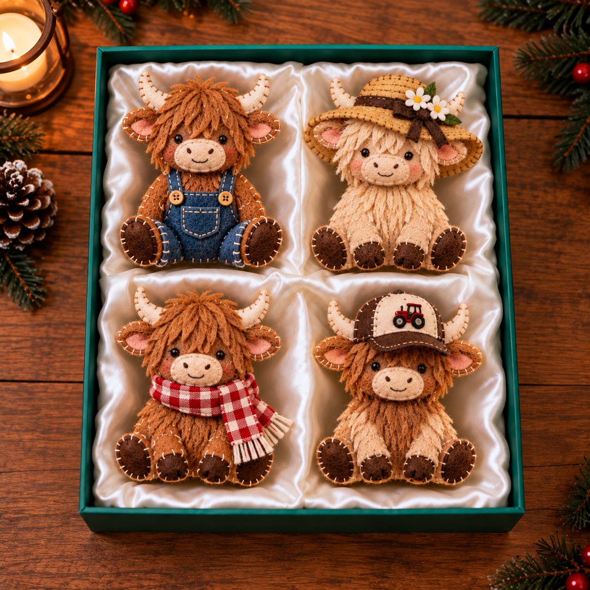 Farmhouse Highland Cow Felt Ornament Gift Set GFTOTP21854