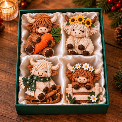 Farmhouse Highland Cow Felt Ornament Gift Set GFTOTP21855