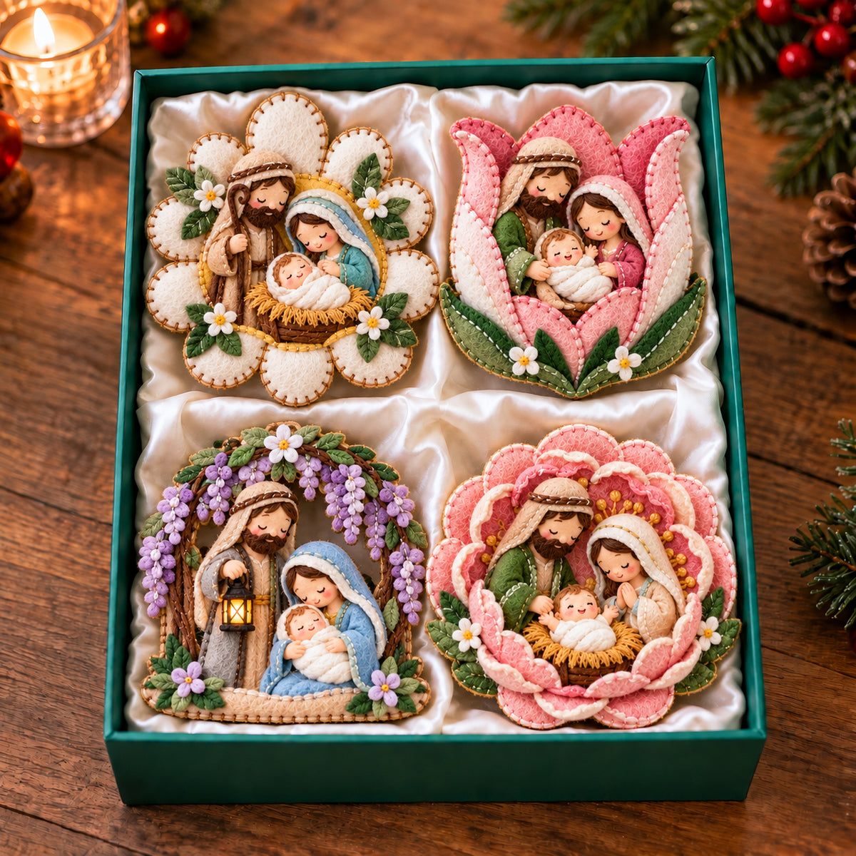 Floral Nativity Felt Ornament Gift Set GFTOTP21911