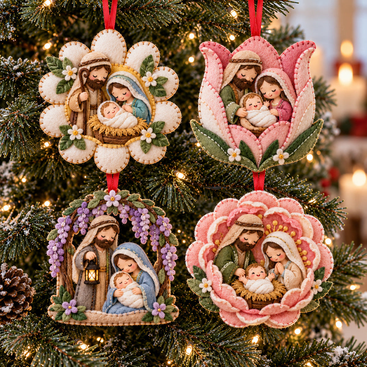 Floral Nativity Felt Ornament Gift Set GFTOTP21911