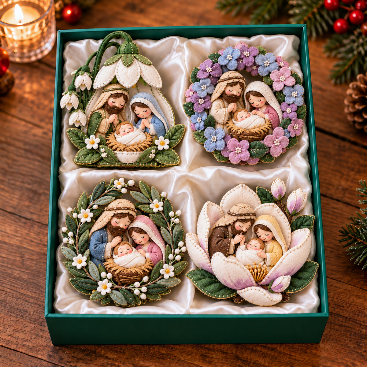 Floral Nativity Felt Ornament Gift Set GFTOTP21912