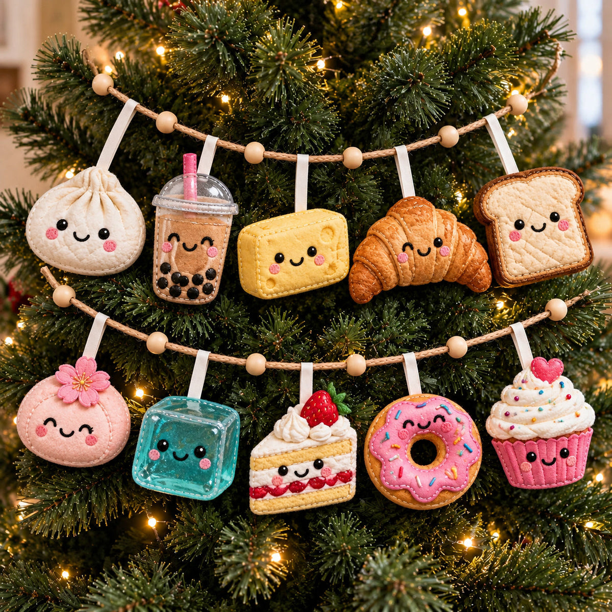 Kawaii Food Court Custom Shape Quilted Garland GFTOTP21949