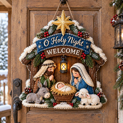 Welcome Stable Nativity Custom Shape Felt Door Hanger GFTOTP21950