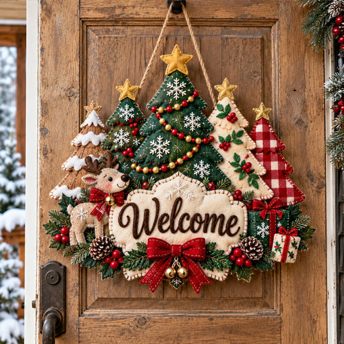 Christmas Tree Custom Shape Felt Door Hanger GFTOTP21959