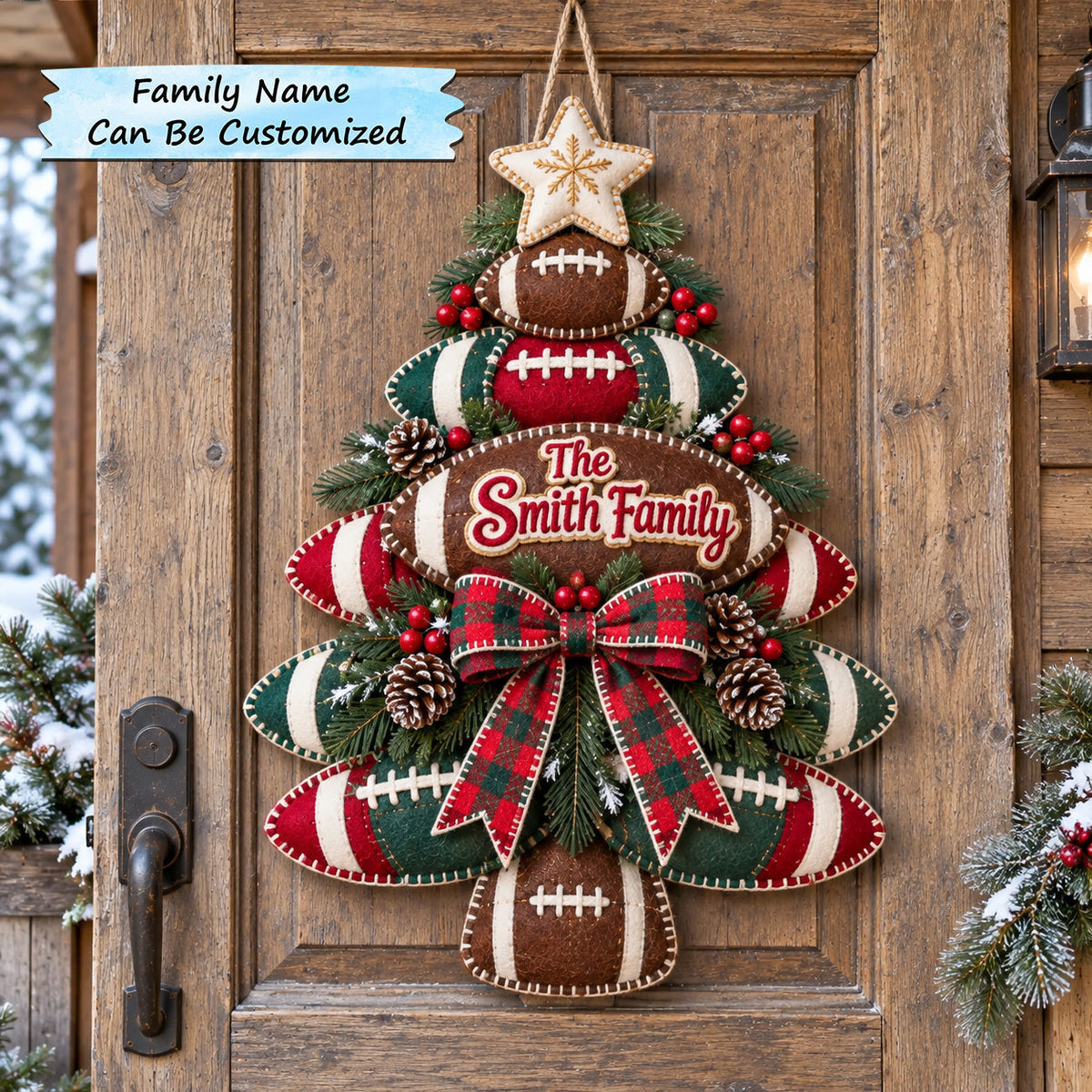Personalized Football Christmas Tree Custom Shape Felt Door Hanger QTCUZ GFTOTP21960