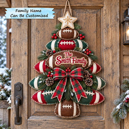 Personalized Football Christmas Tree Custom Shape Felt Door Hanger QTCUZ GFTOTP21960