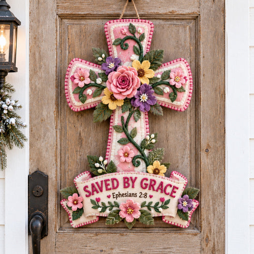 Saved By Grace Custom Shape Felt Door Hanger GFTOTP21989