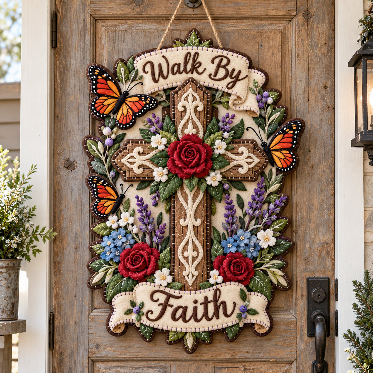 Walk By Faith Custom Shape Felt Door Hanger GFTOTP21990