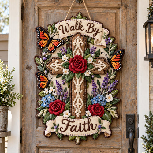 Walk By Faith Custom Shape Felt Door Hanger GFTOTP21990