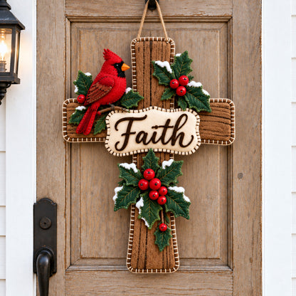 Cardinal Faith Cross Custom Shape Felt Door Hanger GFTOTP21992