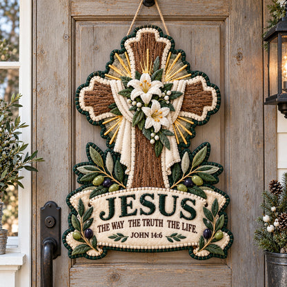 Jesus Truth Cross Custom Shape Felt Door Hanger GFTOTP21993